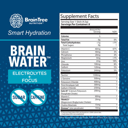 BrainTree Nutrition-Brainwater Electrolytes + Focus cucumber lime