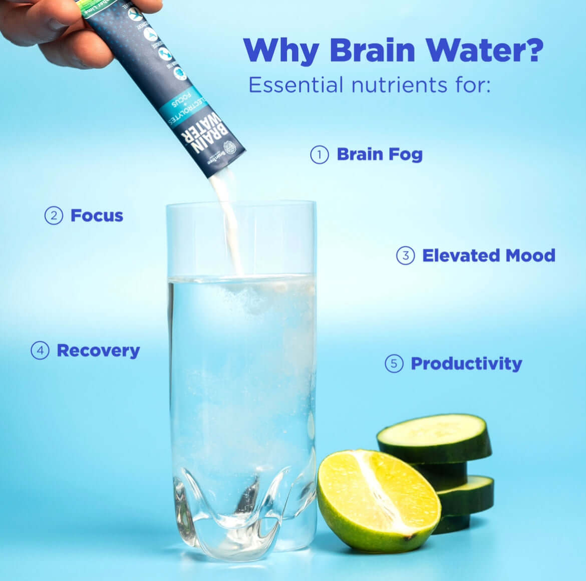 BrainTree Nutrition-Brainwater Electrolytes + Focus cucumber lime