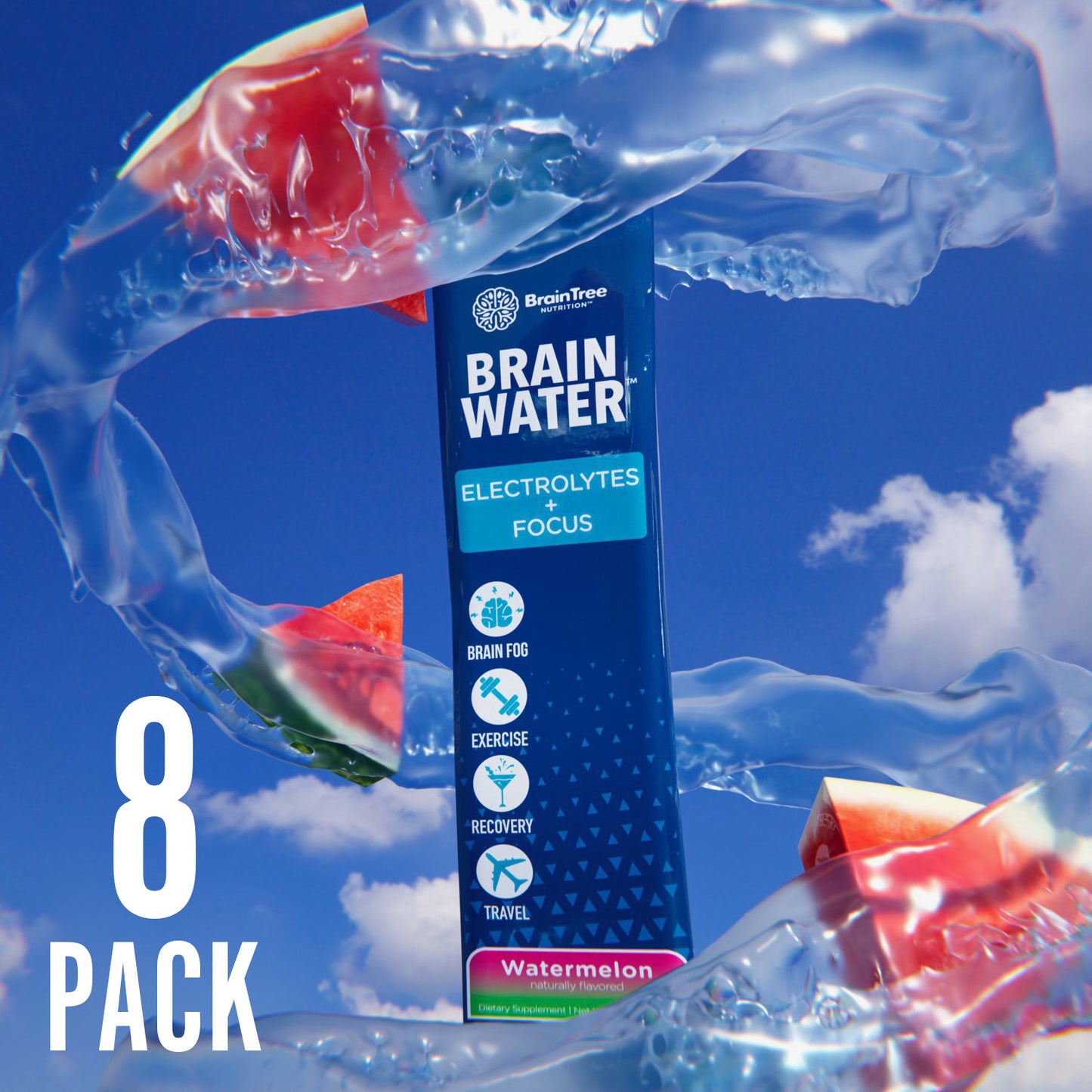 BrainTree Nutrition-Brainwater Electrolytes + Focus Watermelon